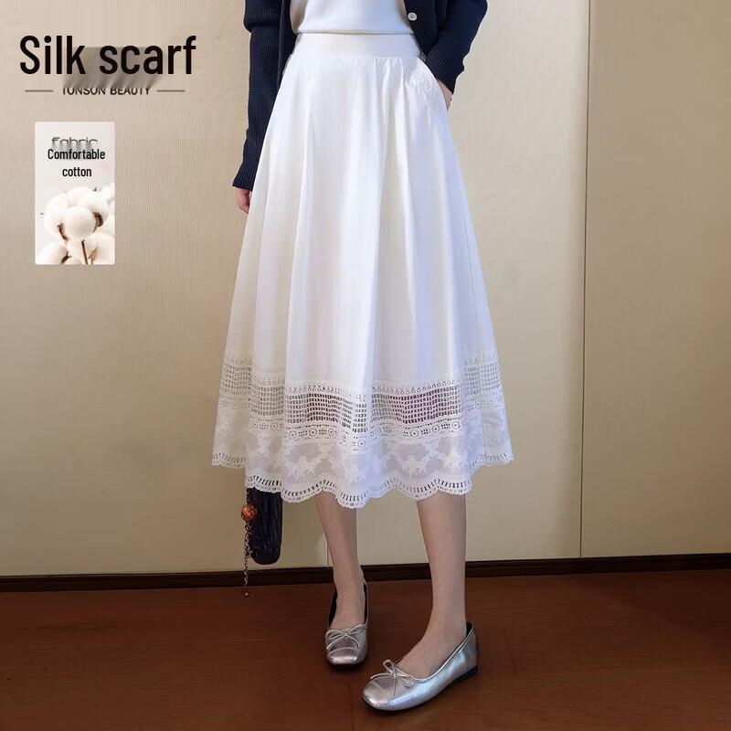Women s Lyocell A-Line Embroidered Midi Skirt L