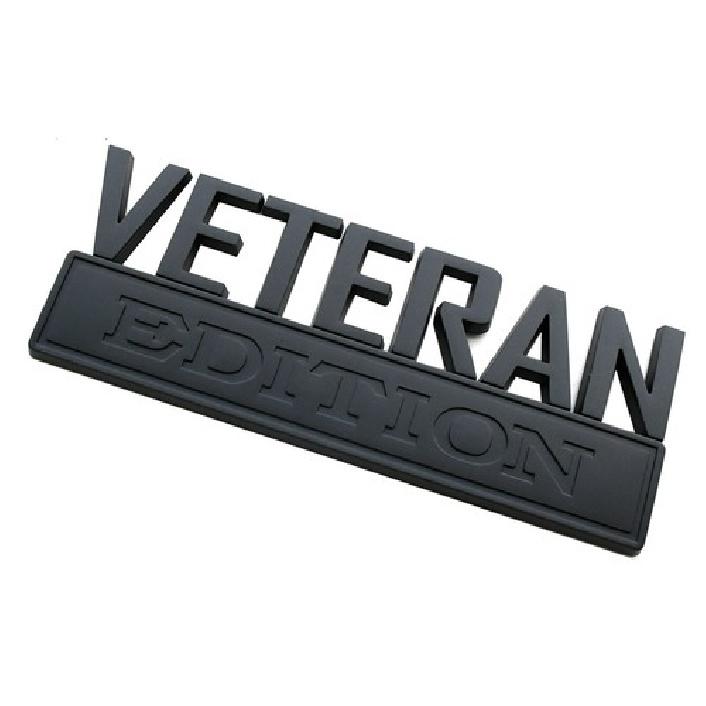 2pcs VETERAN Edition Decals Car Sticker 3D Raised Letter Emblem Black Matte