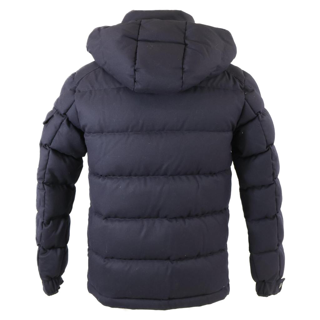 Moncler [Stan dobry/krajowy regularny] MONTGENEVRE wełniana kurtka puchowa z kapturem Kurtka 0 GranatowaUżywana