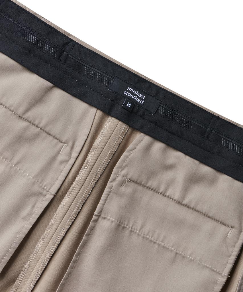 MUSINSA STANDARD WOMAN Women'S Pin-Tuck Straight Hidden Elastic Waist Slacks [Beige]