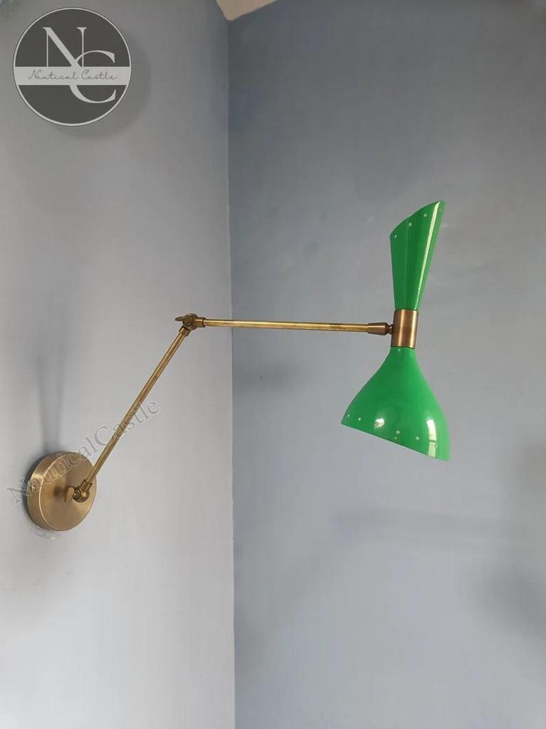 Mid Century Brass Diabolo Wall Sconce Pair: Italian Stinlovo Style