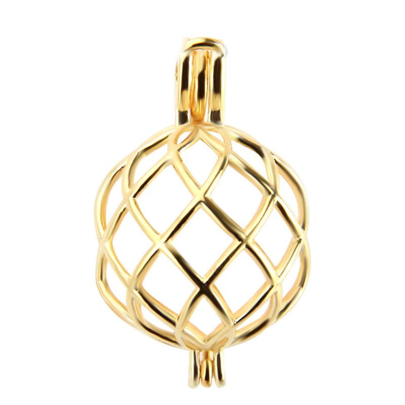 

CLUCI 925 Sterling Silver Big Twisted Ball Shaped Cage Pendant Women Fine Jewelry Charms Pendant Wish Pearl Locket SC170SB золотий