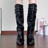 Fashion Elegant Women Knee High Boots Pointed Toe High Heels Shoes Sexy 2025 Winter New Chunky Motorcycle Boots Party Pumps Woman Botas