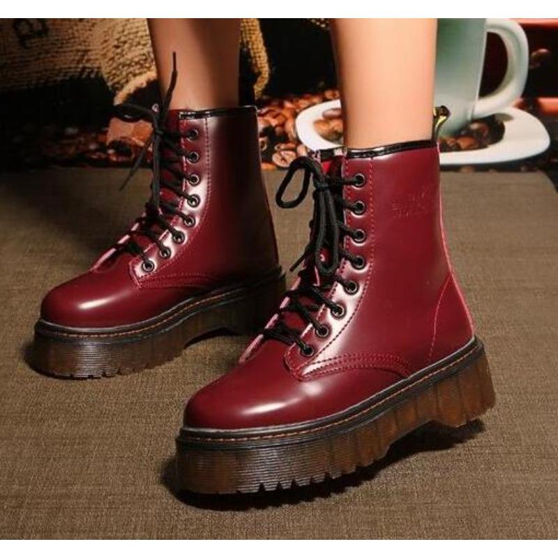 High Quality Platform Autumn and Winter Add Cotton Warm Motorcycle Boots Women's Punk Ankle Boots Size 35-40 C062