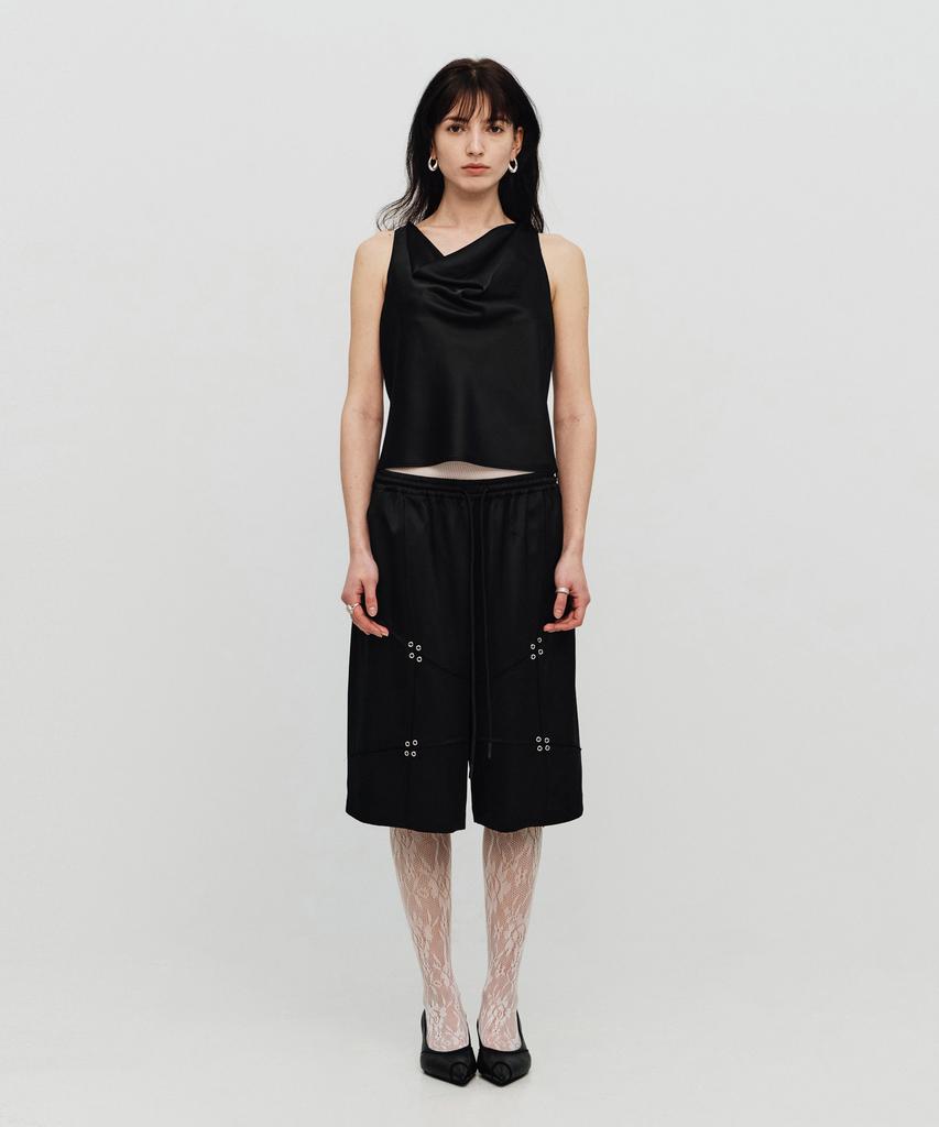 SEALOT Signature Low Cut Eyelet Satin Half Pants (Black)