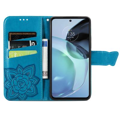 For Motorola Moto G72 4G PU Leather Folio Case Imprinted Butterfly Pattern Stand Wallet Magnetic Phone Cover
