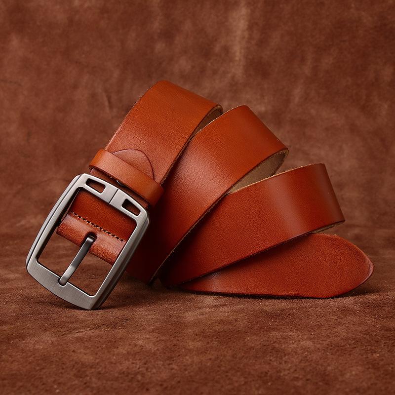 Retro Washed Glossy First Layer Cowhide Belt Men'S Genuine Leather Pin Buckle Versatile Fashion Casual Jeans Belt Men'S