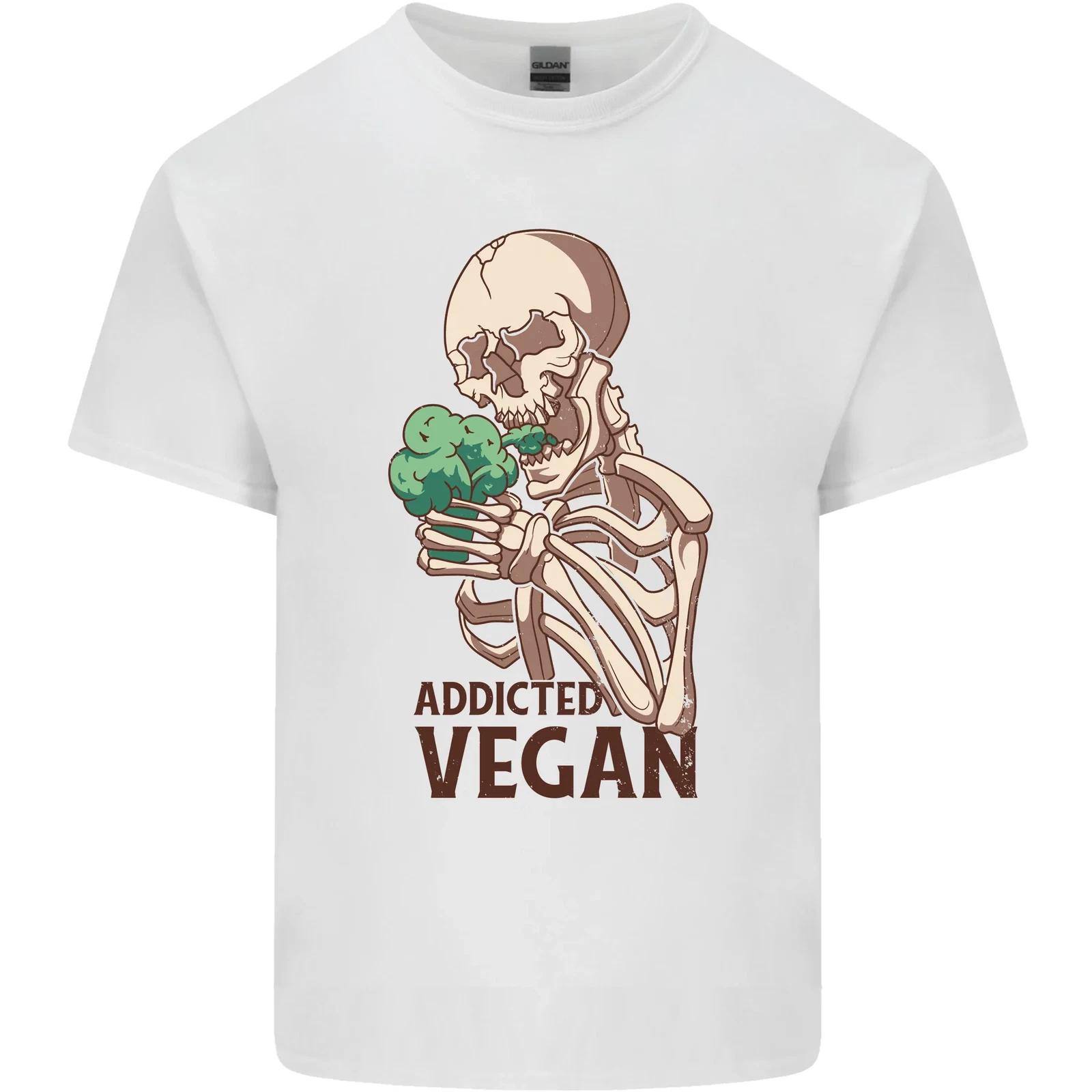 Addicted Vegan Skeleton Eating Vegetables Kids T-Shirt Childrens 3XL