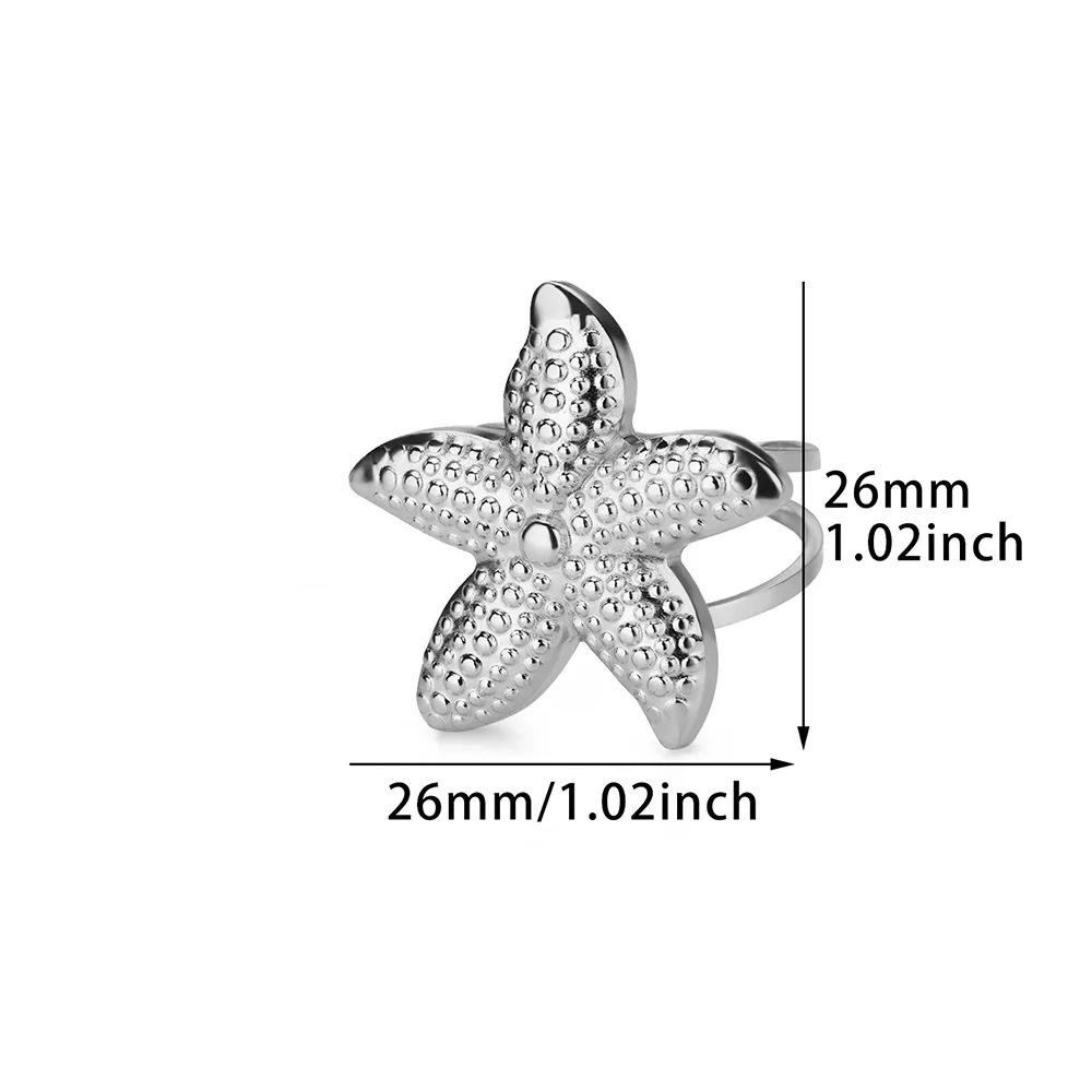 Beach Wind Ladies Ring Ocean Series Conch Starfish Ring Niche Stainless Steel K Gold Plated
