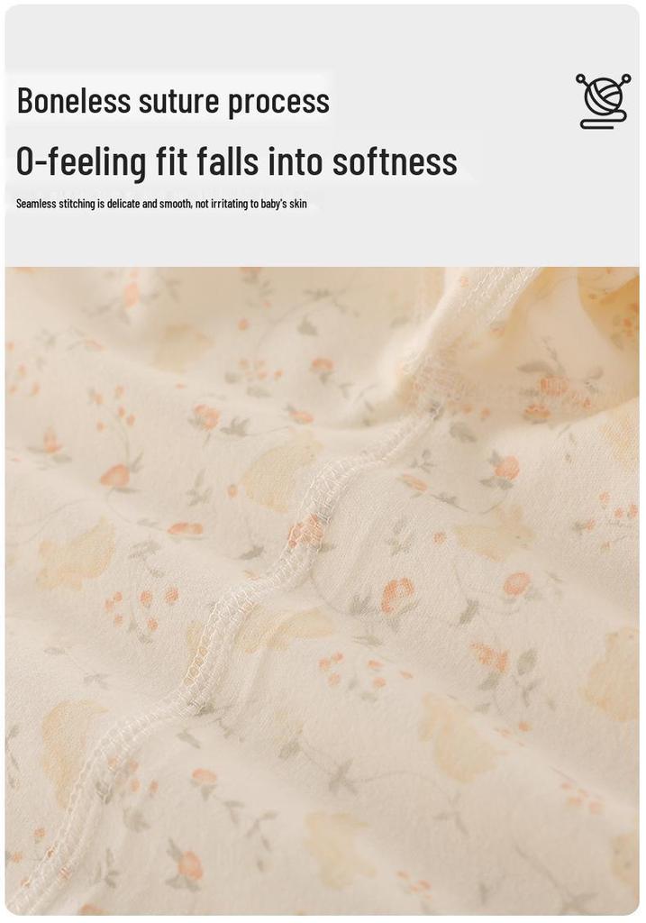 Frühlings- und Herbst-Baby-Baumwoll-Zweiteiler mit hohem Bund, nahtlos - Prinzessinnen- & Britischer Stil