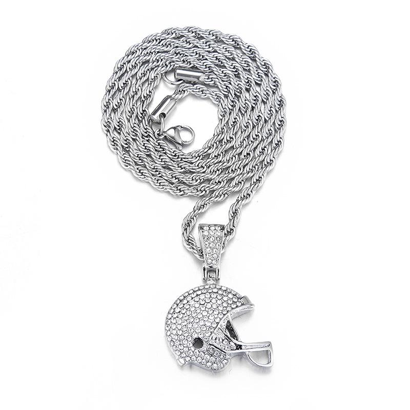 Rugby Helmet Pendant: Hip Hop Street Style Tennis Chain Accessory