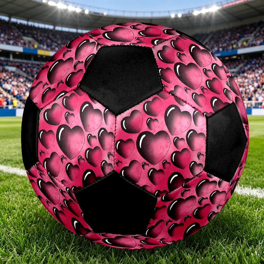 1PC Heart Love Romance Day Soccer Ball Size 5 Football Machine Sewn Indoor/Outdoor Universal Football W106