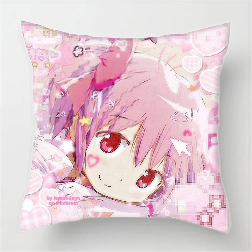 Anime M-Madoka M-Magica CUTE GIRL  Pillowcases Cushion Covers Living Room Sofas Home Decor Gifts