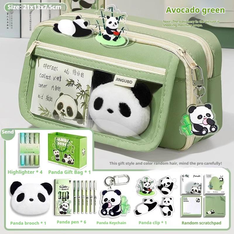 Federmäppchen mit Panda-Motiv, Große Kapazität, Hoher ästhetischer Wert, Set für Schülerinnen der Unterstufe, Schreibwarenbeutel