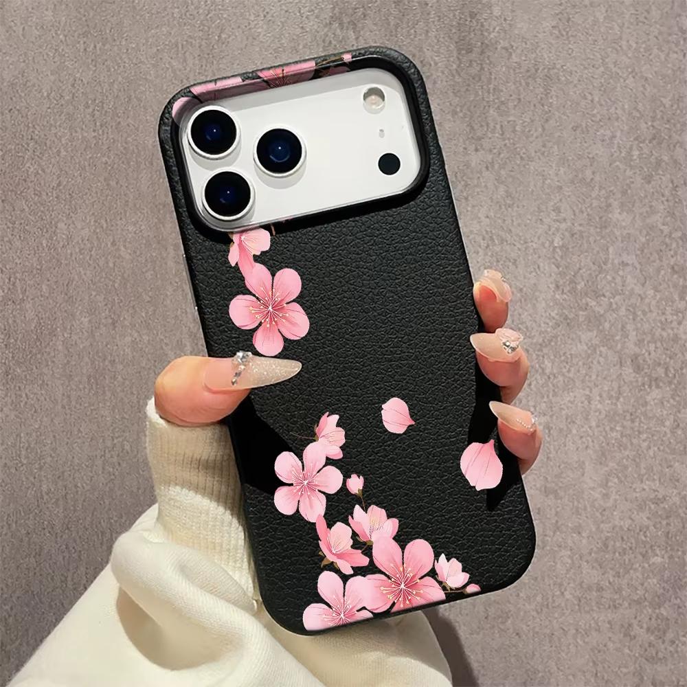 Pink Peach Blossoms Pattern Phone Case For iPhone 16 Pro Case iPhone 13 15 11 12 14 Pro Max 16e 15 Plus 17 Air Shockproof Cover