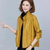 Giacca da Donna Casual Larga in Ecopelle PU per Primavera e Autunno con Collo Rialzato, Sezione Corta Semplice