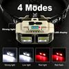 Powerful COB LED Headlamp Waterproof USB C Rechargeable Head Flashlight 18650 EDC Head Torch for Outdoors Hiking Fishing Camping