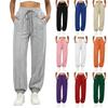 Women's Casual Color Loose Fit Drawstring Pants with Pockets and Tapered Cuffed Hem