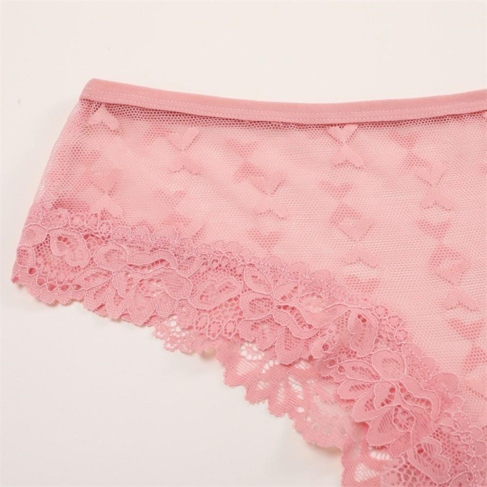 Seamless Lace Trim Briefs Transparent Perspective Underwear Breathable Women Lace Panties Female