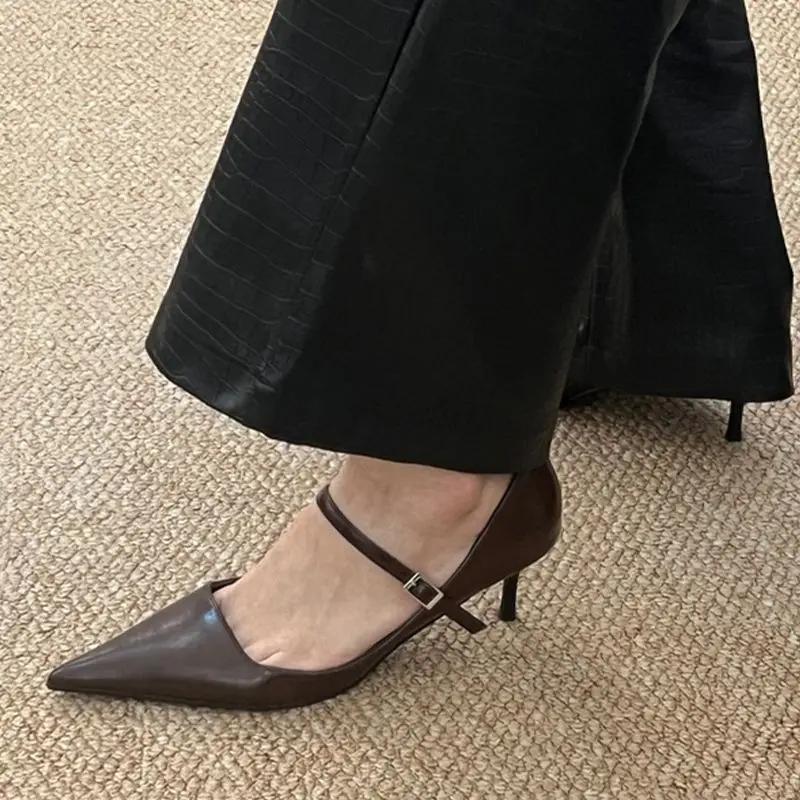 Fashion 2025 Designer Vintage Women's Mary Jane Shoes Fashion Shallow Slip On Shoes Elegant High Heels Office Lady