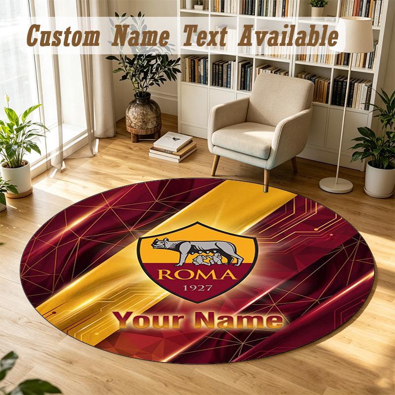Round Rug Custom NameAS Roma Pattern Non Slip Carpet Home Floor Decor