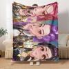 Grupo de Chicas Anime K-POP Manta Suave y Cálida Cuatro Estaciones Manta Gruesa de Punto de Poliéster para Todas las Estaciones para Cama, Camping, Viaje Regalo Perfecto