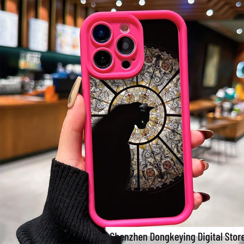 

Stained Glass Black Cat iPhone Case for iPhone 11-16 Pro Max iPhone 15 Plus