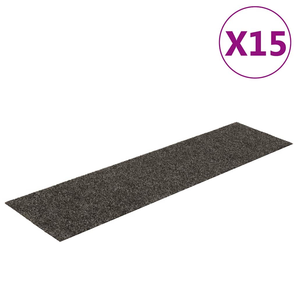 Self Adhesive Step Mats 15 Pcs 76 X 20 Cm Anthracite Rectangular