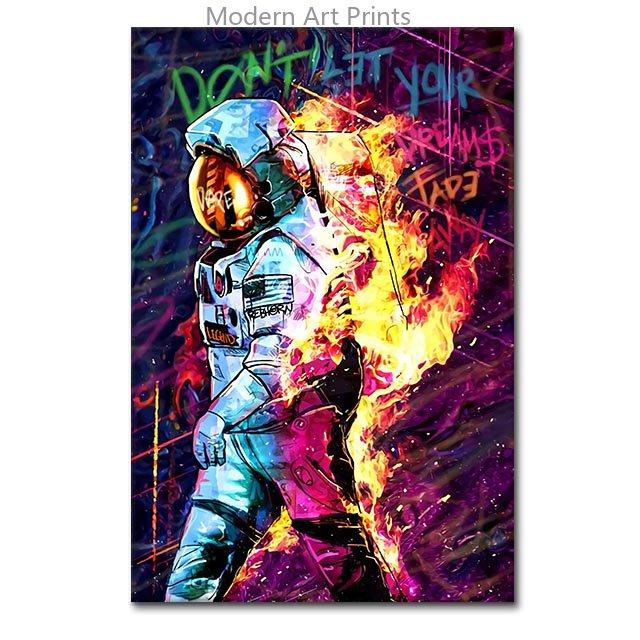 Cool Space Astronaut Canvas Painting Street Graffiti Posters and Prints Wall Art Pictures For Living Room Home Decor Unframed
