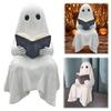 Halloween Resin Cute Ghost Statue Ghost Reading Book Outdoor Statue Miniature Figurine for Tabletop Halloween Decor Ghost Decor