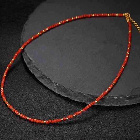 Natural Nanhong Agate Splicing S925 Sterling Silver Sugar Cube Necklace Women'S Fashion Light Luxury Collarbone Chain