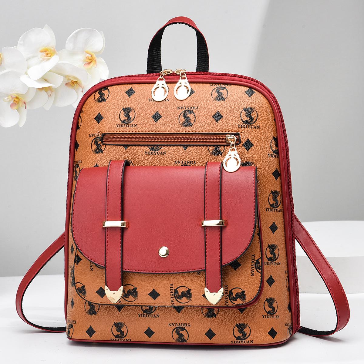 

Высококачественные женские сумки, роскошный дизайнерский водонепроницаемый рюкзак, универсальные портативные рюкзаки для отдыха на открытом воздухе красный/оранжевый