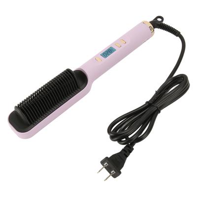 Hair Straightening Brush PTC Even Heating LCD Hair Straightener Brush for Home
