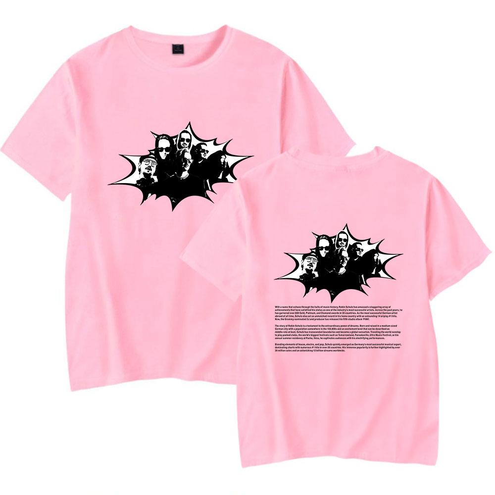 

Високоякісні жіночі чоловічі футболки Футболка з принтом Robin Schulz Літній повсякденний жіночий чоловічий одяг Модні футболки XXS рожевий