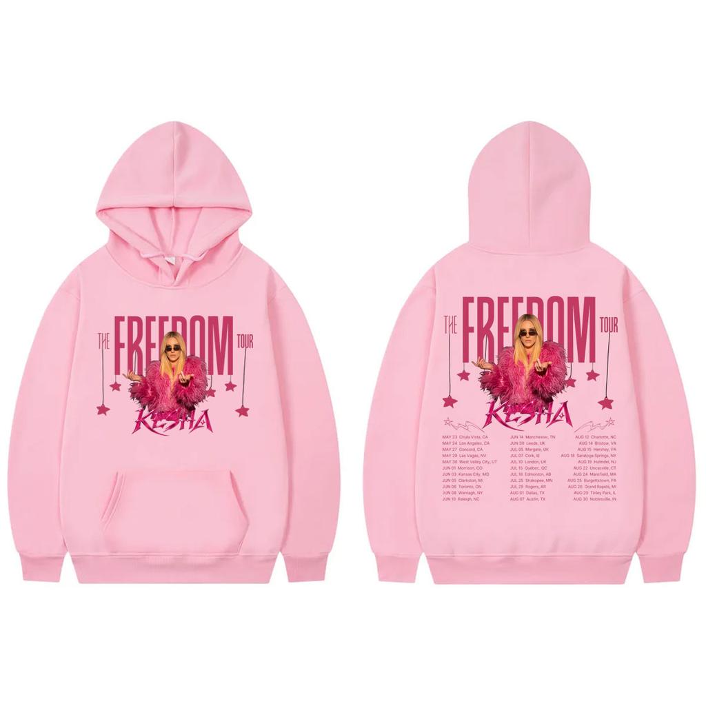 Singer Kesha The Freedom Tour 2026 Hoodie Unisex Clothing Fashion Aesthetic Pullovers Harajuku Y2k Style Hooded Sweatshirts