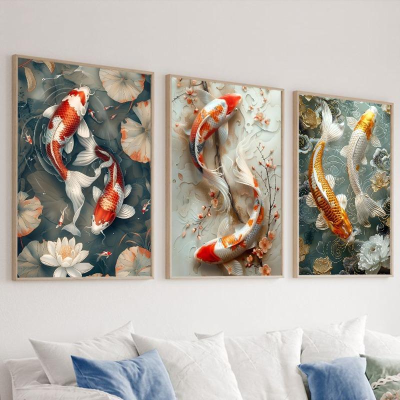 Koi Fish That Always Brings Good Luck Poster HD Art Sticky Wall Waterproof Home Living Room Bedroom Bar Aesthetic Decoration