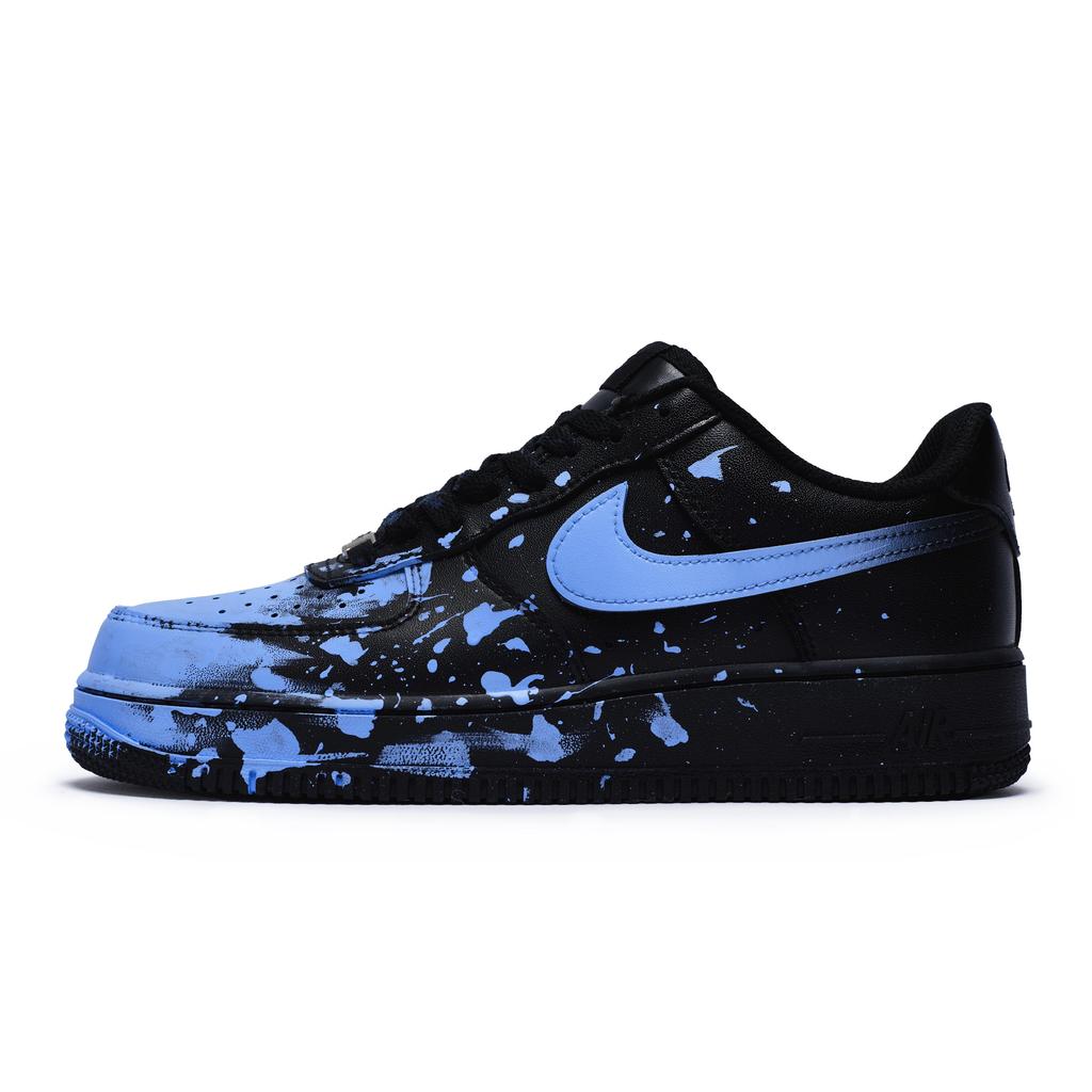 Nike Air Force 1 07 811 Manufacturing, Crazy Graffiti Blue, Special Shoe Box Low Top Skateboard Shoes Unisex Black Blue CW2288-001(Team80-S-BOX)