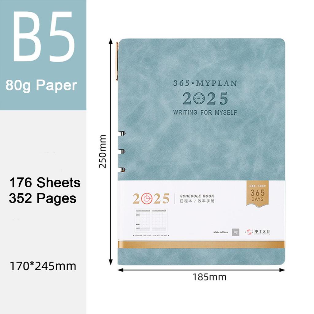 A6/A5/B5 Leather 2025 Business Schedule, Student Daily Planner, 365-day Record Book, Notepad, Memo, 176 Sheets, 352 Pages
