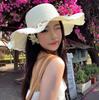 French wavy edge shell decoration woven straw hat women's summer seaside vacation style large brim sunshade sun protection hat