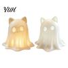 Gift for Cat Lovers 3D Printed Ghost Candle Holder, Spooky Figurine Soft Warm Light Atmosphere Lamp with Halloween Tabletop Home Party Decoration