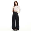 Women's Autumn Retro High Street Loose Fit Straight-Leg Wide Mop Jeans