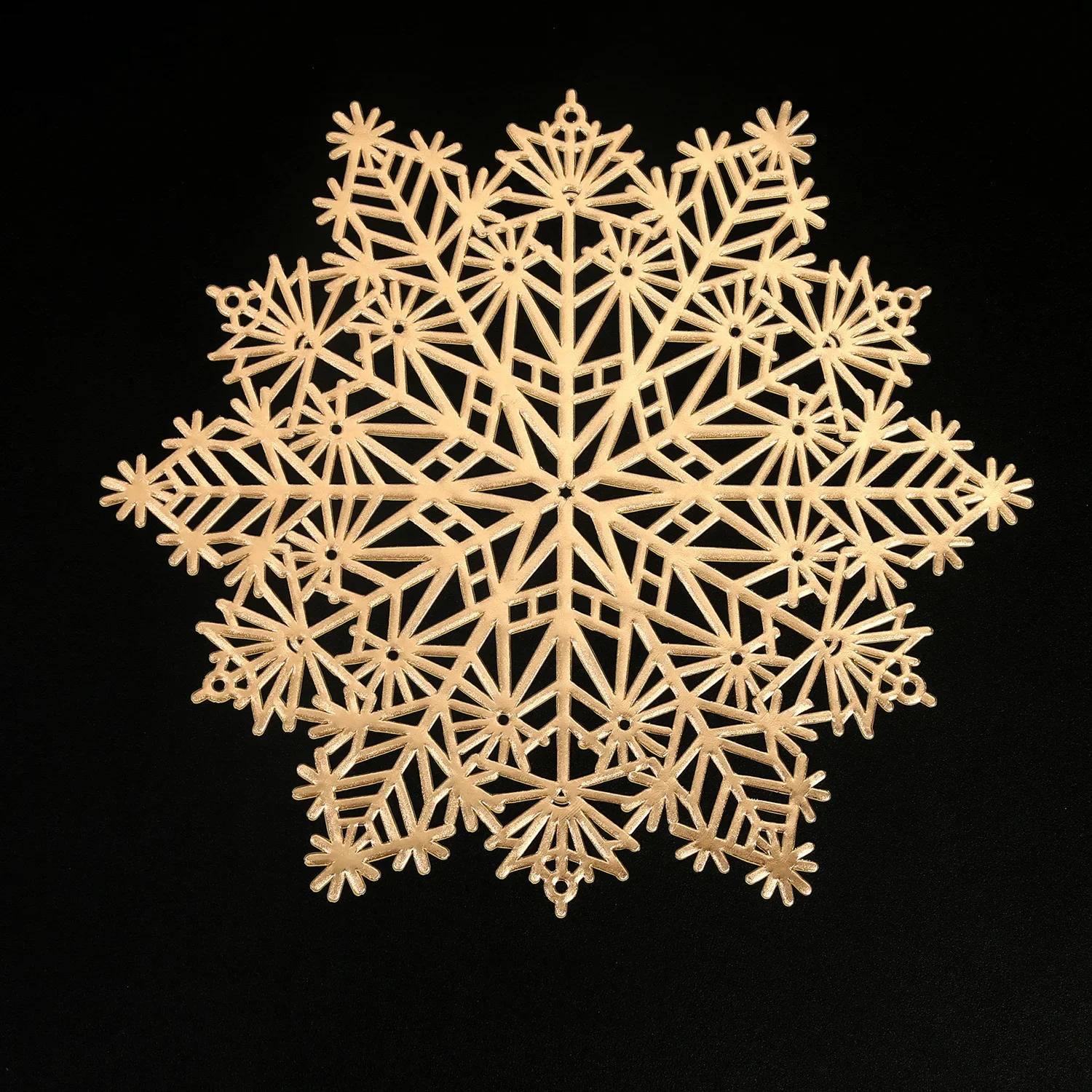 Non slip Placemat Table Mat Decorative Christmas Snowflake PVC Cup Coaster Non slip Hollow out Design for Table Mat 38cm