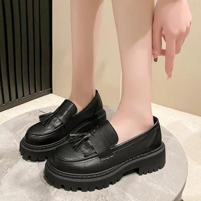 Damskor Lackläder Dam Loafers Brittisk Tofs Casual Dam Flats Rosett Liten Lädarsko Bekväm 35-42