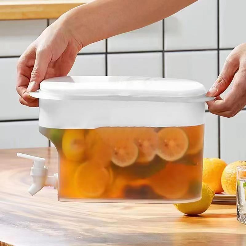 Ceainic de apă de 3,5 l cu robinet, dozator de băuturi, găleată pentru băuturi reci cu suc, limonadă, rezervor de stocare a lichidelor, organizatoare frigider exterior