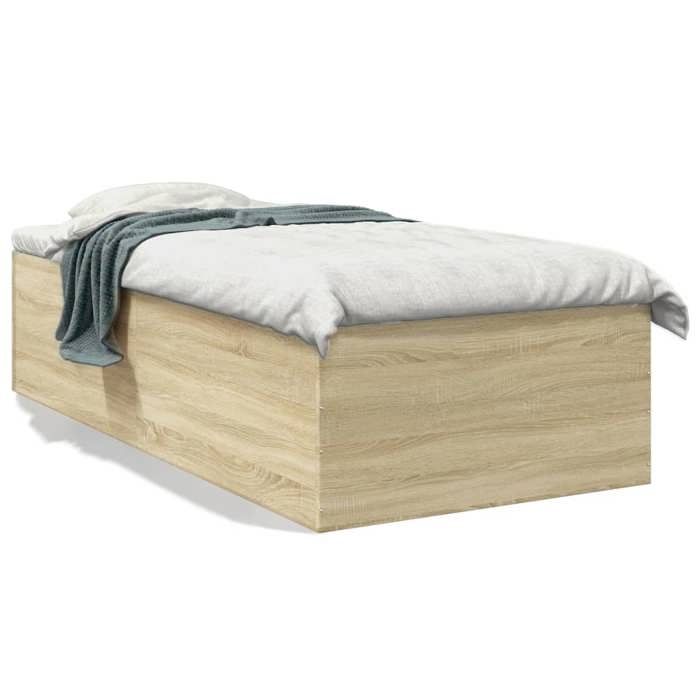 VidaXL Cadre de lit chêne sonoma 90x190 cm bois d'ingénierie, meuble de chambre à coucher, sommier, lit à panneaux, lit, lit 3280974