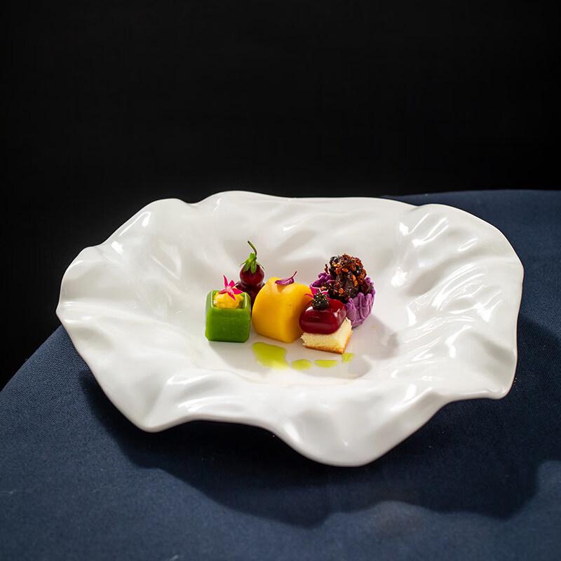 

Pure White Irregular Pleated Ceramic Serving Plate