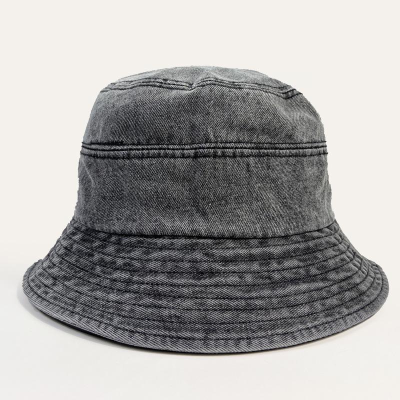 Retro Washed Denim Fisherman Hat Children Show Small Face Plain and Versatile Casual Sunshade Anti-sun Basin Hat