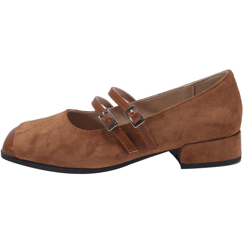 Fashion Aphixta Loafers Wine Red 3cm Square Heels Shoes Non-slip Women Buckle Design Sweet Woman Shoes Classic Autumn Marry Janes