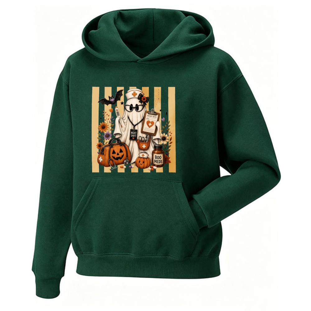 Spooky Season Nurse Halloween Hoodie Cute Pumpkin Unisex Pullover Graphic Sweatshirt Medical RN LPN Long Sleeve Autumn Winter