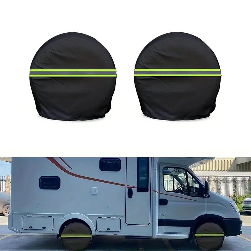 2PC RV Car Tire Protectors Universal With Reflective Strips Better Protection Waterproof Lighting Conditions